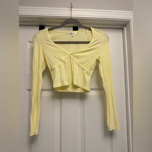 Into Women’s Yellow Ribbed Long Sleeve Crop Top Size M